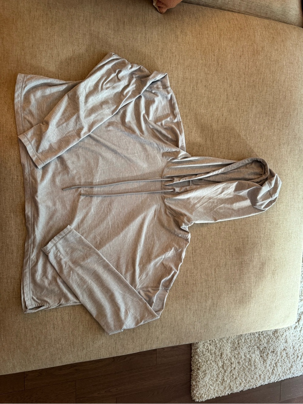 Athleta Heathered Beige Hooded Pullover